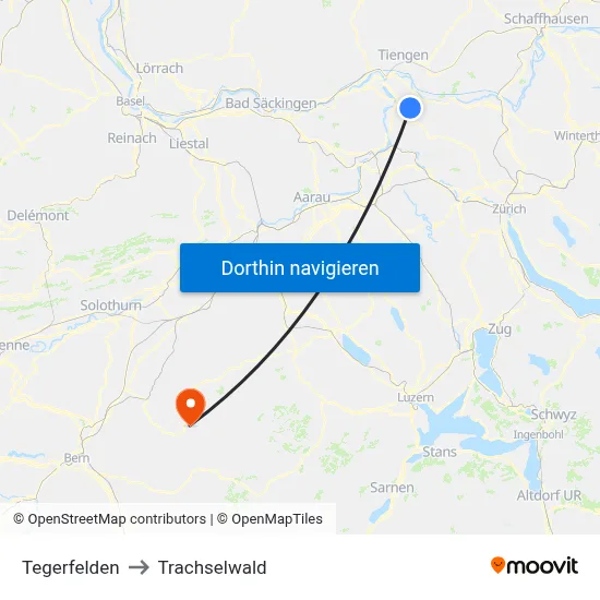 Tegerfelden to Trachselwald map