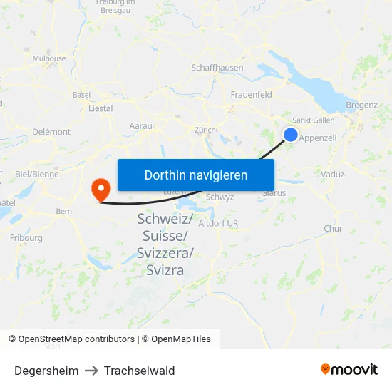 Degersheim to Trachselwald map