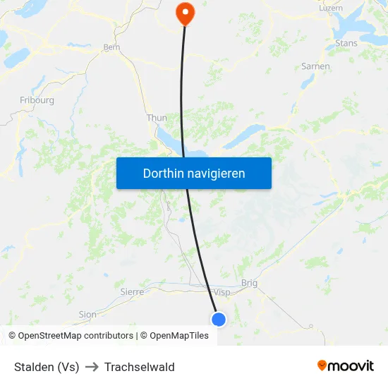 Stalden (Vs) to Trachselwald map