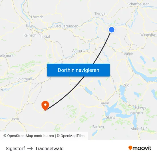 Siglistorf to Trachselwald map