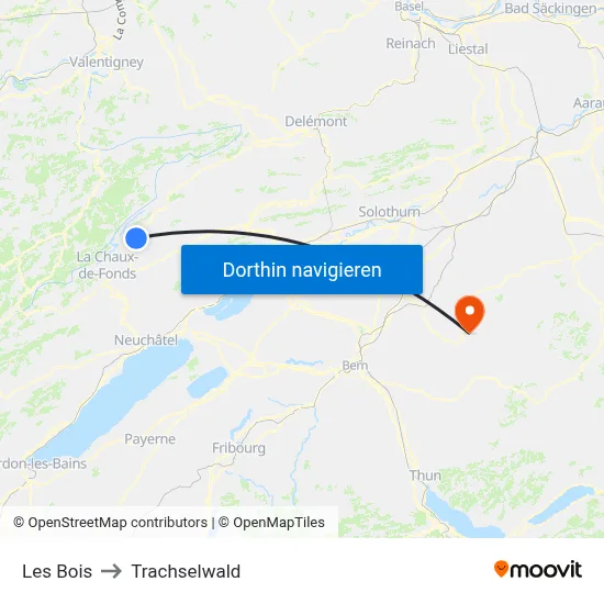 Les Bois to Trachselwald map
