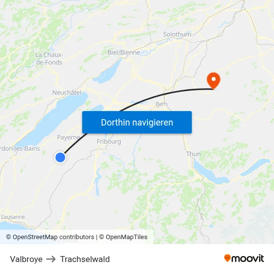 Valbroye to Trachselwald map