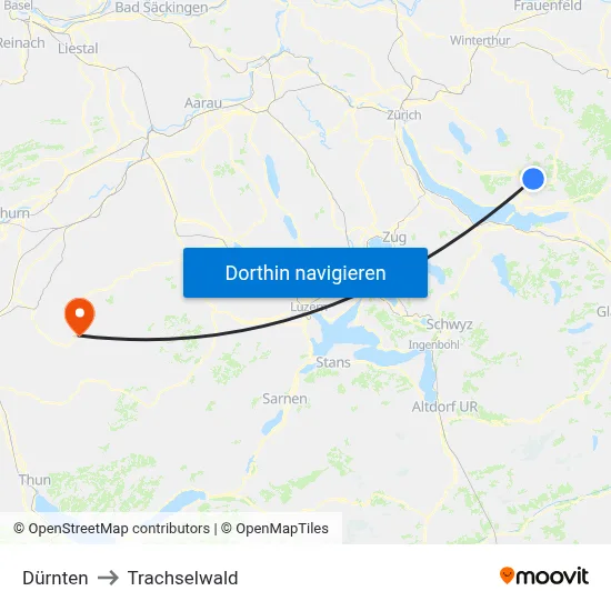 Dürnten to Trachselwald map