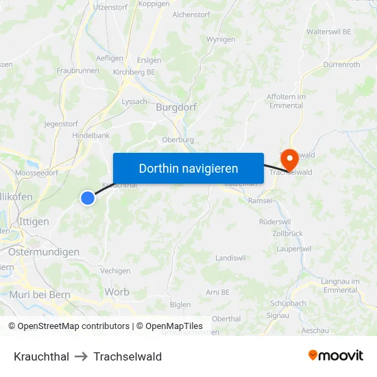 Krauchthal to Trachselwald map