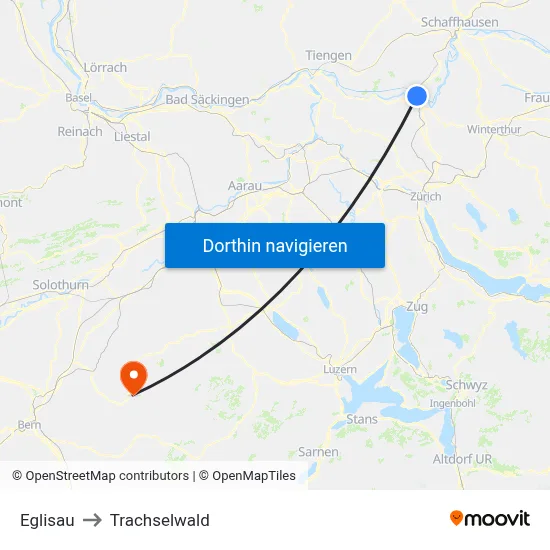 Eglisau to Trachselwald map