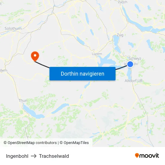 Ingenbohl to Trachselwald map