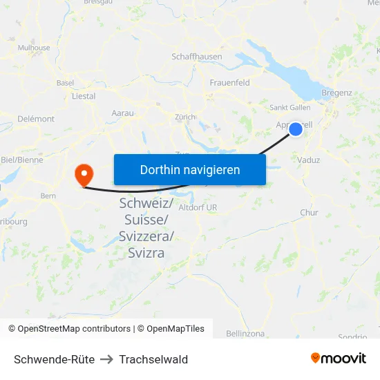 Schwende-Rüte to Trachselwald map