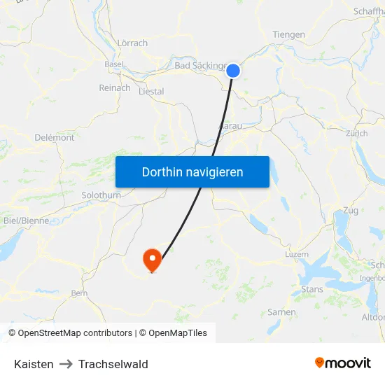 Kaisten to Trachselwald map