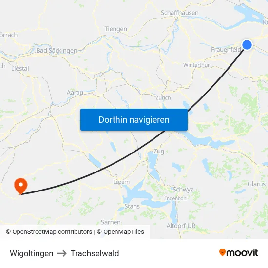 Wigoltingen to Trachselwald map