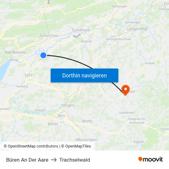 Büren An Der Aare to Trachselwald map