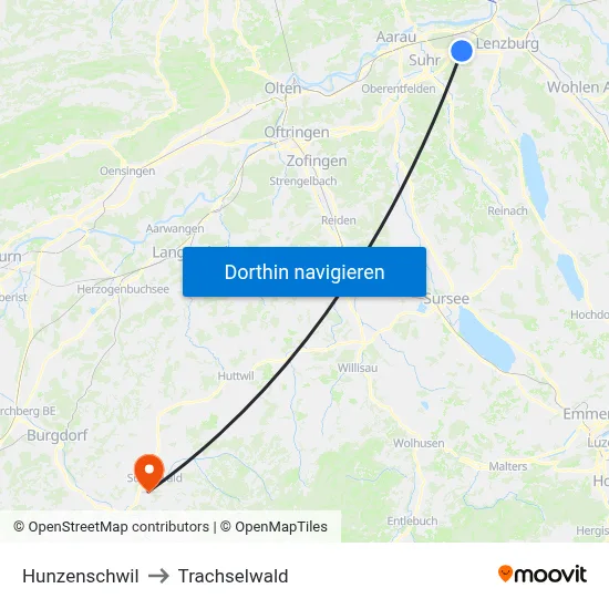 Hunzenschwil to Trachselwald map