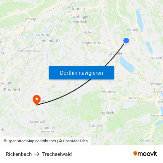 Rickenbach to Trachselwald map
