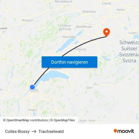 Collex-Bossy to Trachselwald map