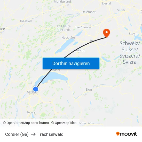 Corsier (Ge) to Trachselwald map