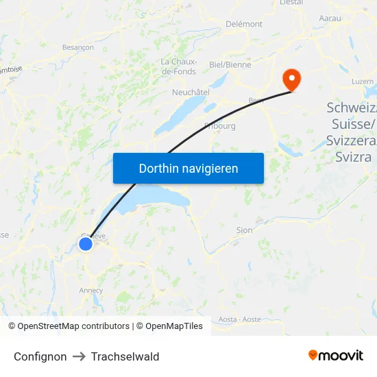 Confignon to Trachselwald map