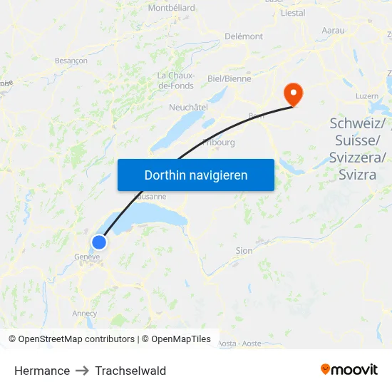 Hermance to Trachselwald map