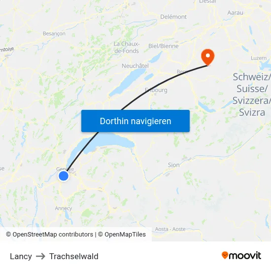 Lancy to Trachselwald map