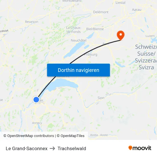 Le Grand-Saconnex to Trachselwald map