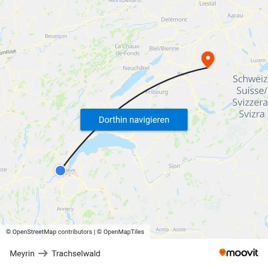 Meyrin to Trachselwald map