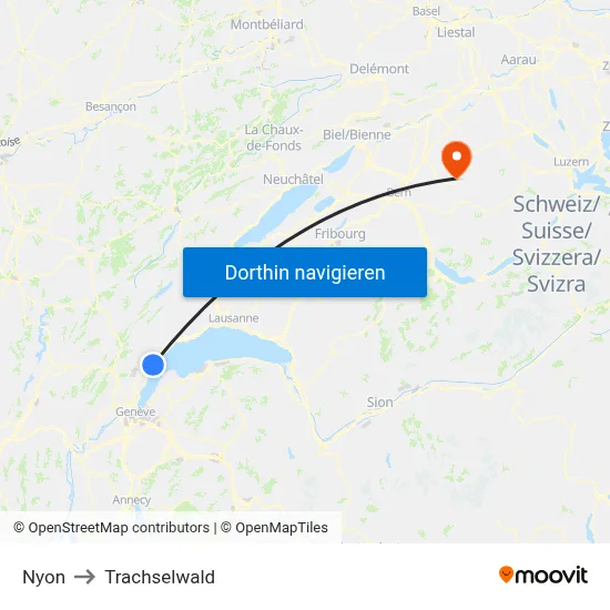 Nyon to Trachselwald map