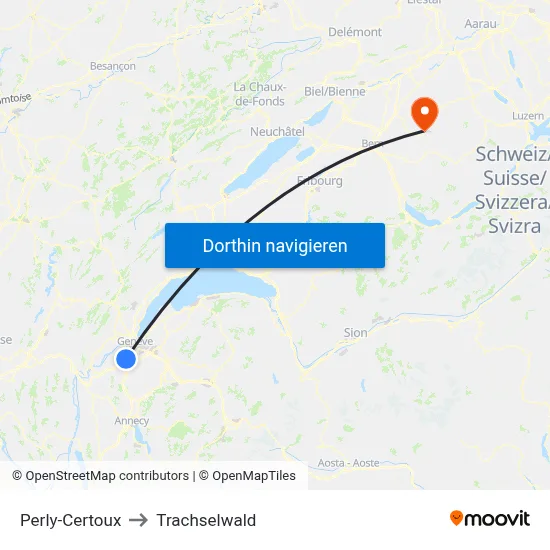 Perly-Certoux to Trachselwald map