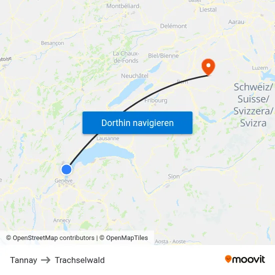 Tannay to Trachselwald map