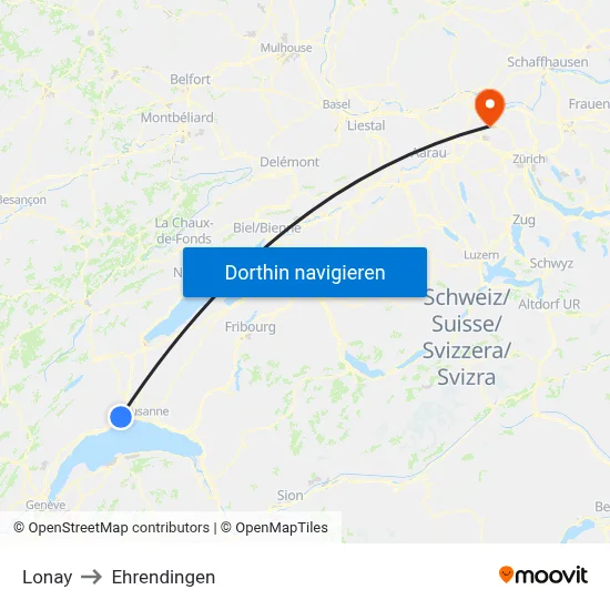 Lonay to Ehrendingen map