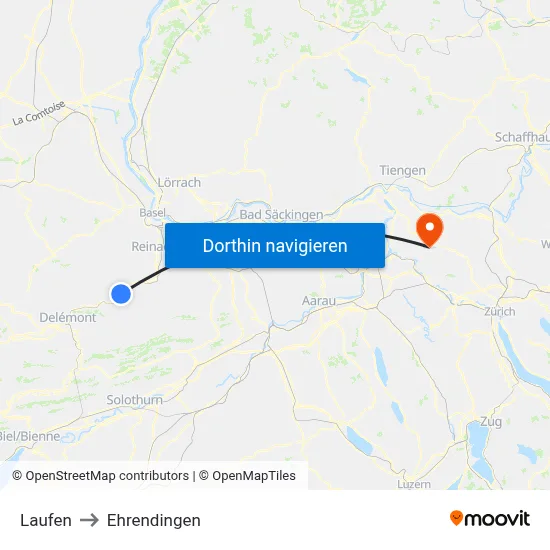 Laufen to Ehrendingen map