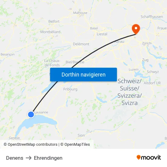 Denens to Ehrendingen map