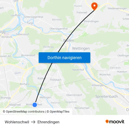 Wohlenschwil to Ehrendingen map