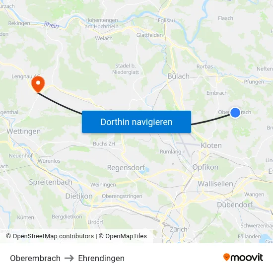 Oberembrach to Ehrendingen map