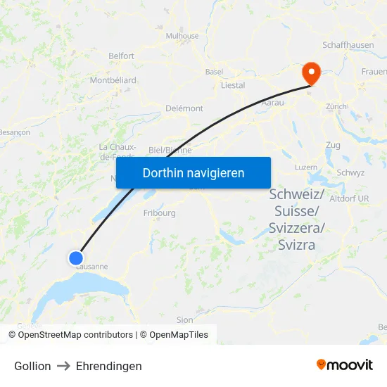 Gollion to Ehrendingen map