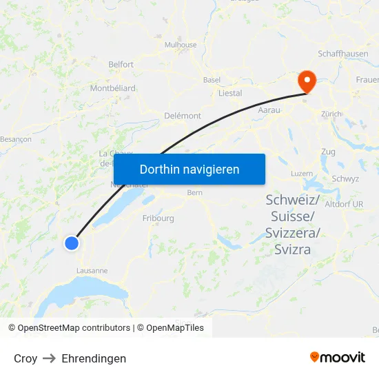 Croy to Ehrendingen map