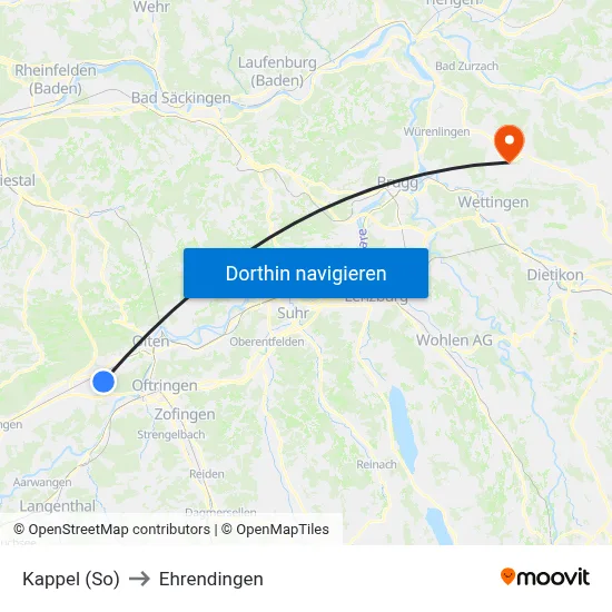 Kappel (So) to Ehrendingen map