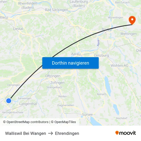 Walliswil Bei Wangen to Ehrendingen map