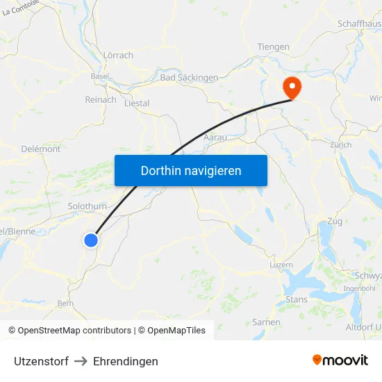Utzenstorf to Ehrendingen map