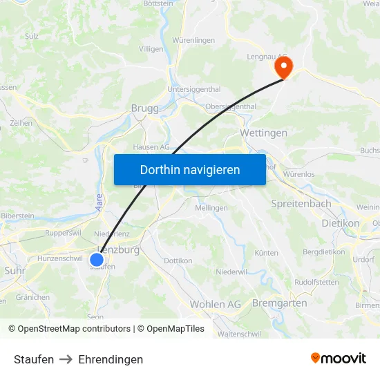 Staufen to Ehrendingen map