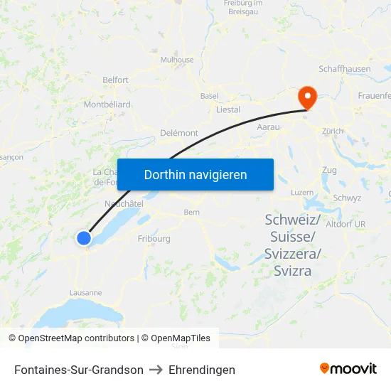 Fontaines-Sur-Grandson to Ehrendingen map