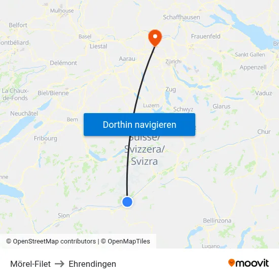 Mörel-Filet to Ehrendingen map