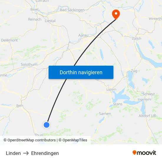 Linden to Ehrendingen map