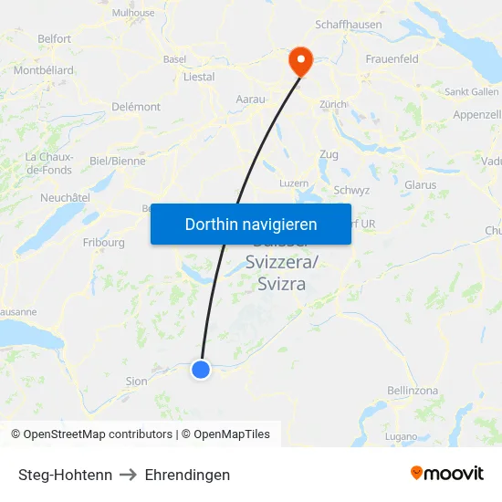 Steg-Hohtenn to Ehrendingen map