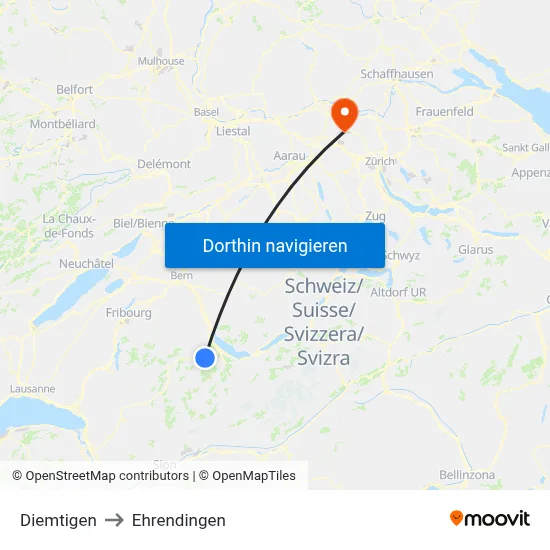 Diemtigen to Ehrendingen map
