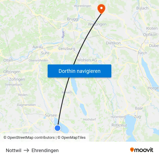 Nottwil to Ehrendingen map