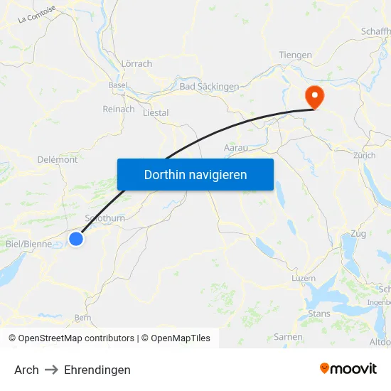 Arch to Ehrendingen map