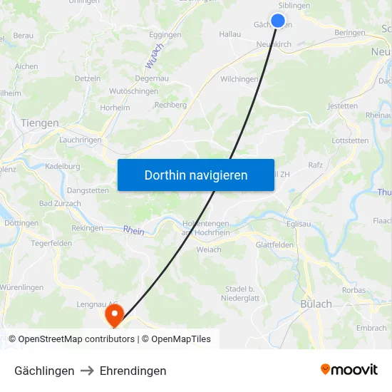 Gächlingen to Ehrendingen map