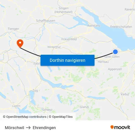 Mörschwil to Ehrendingen map