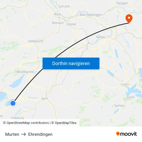 Murten to Ehrendingen map