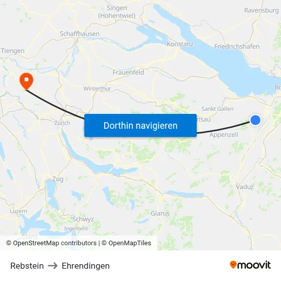 Rebstein to Ehrendingen map
