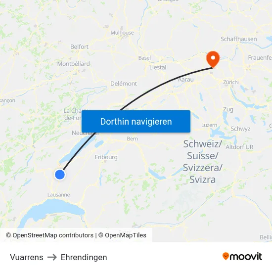 Vuarrens to Ehrendingen map
