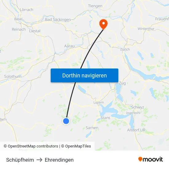 Schüpfheim to Ehrendingen map